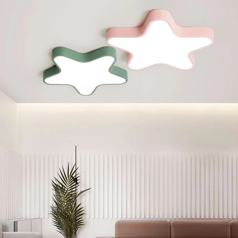 Modern Creative LED Ceiling Lamp Pink Blue Star Baby Kids Children′s Room Flush Ceiling Light (WH-MA-191)