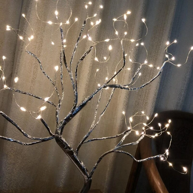 Tabletop Lighted Tree LED Christmas Decorations Table Tree Lamp Lights, Battery/USB Operated, DIY Artificial Tree for Wedding Party Gifts Indoor Outdoor