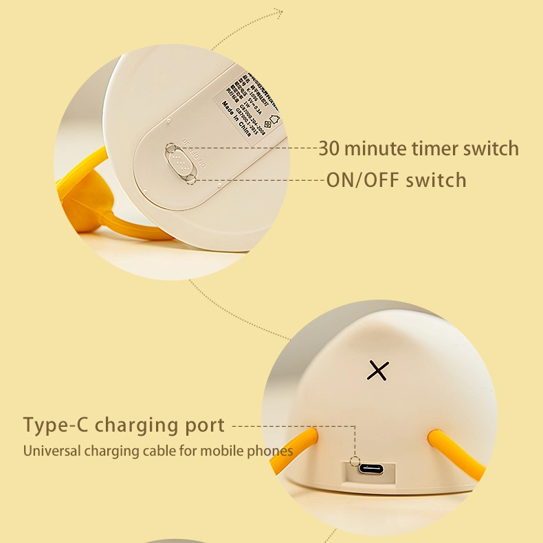 Flat Duck Silicone Cute Timer Children Gift LED Table Lamp