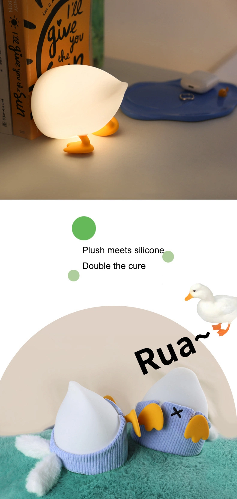 LED Eye Protection Soft Light Bedroom Bedside Rechargeable Duck Night Light