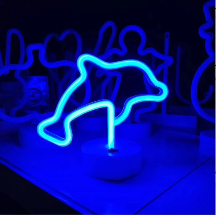 Table Night Light Party Kids Room Gift Dolphin Neon Sign Light