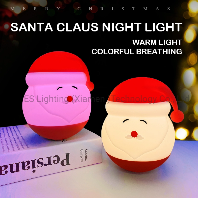 Santa Claus Silicone Night Lamp with Colorful Light