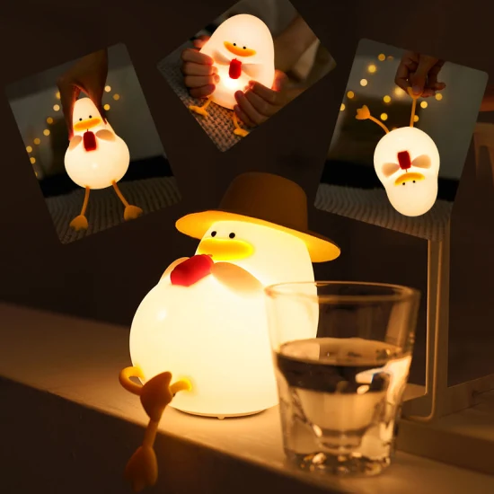 Mini süße Ente Silikon Nachtlicht wiederaufladbare Baby lustige Lampe