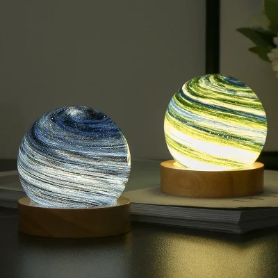 3D-Erdlampe mit Holzständer, Touch-Fernbedienung, wiederaufladbare USB-Planetenlampe für Babys, Kinder, Mädchen und Jungen