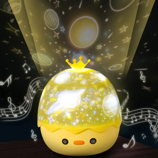 Wiederaufladbare LED-Projektionslampe „Yellow Crown Duck Music“.