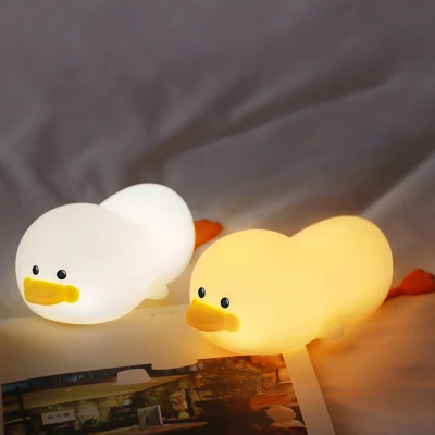 Gg Duck Weiche Nachtlampe aus lebensmittelechtem Silikon, Berührungssensor, buntes Licht