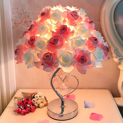 Romantische Tischlampe, Rosen-Blumen-LED-Nachtlicht, Nachttisch-Schreibtisch-Licht für Zuhause, Hochzeit, Party, Dekoration, Geschenk